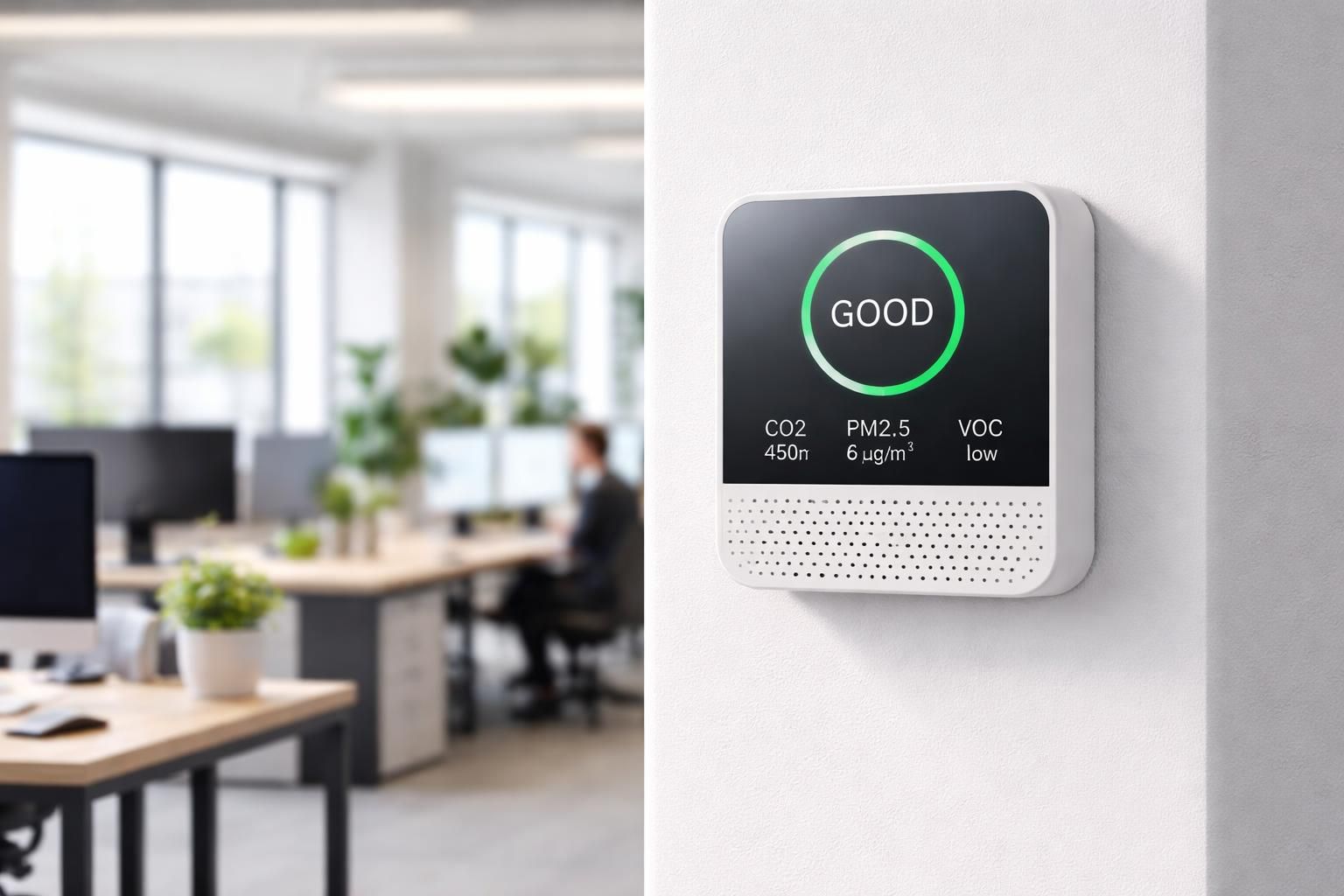 découvrez comment un capteur qualité air bureau connecté peut optimiser votre environnement de travail en surveillant et améliorant la qualité de l'air pour un espace sain et productif.